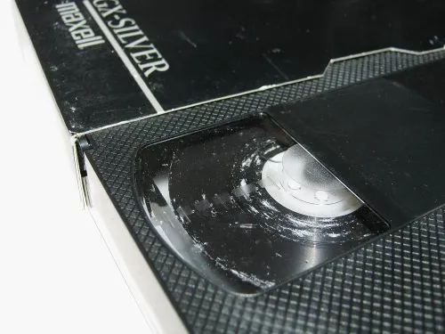 VHS mold, white powder on tape